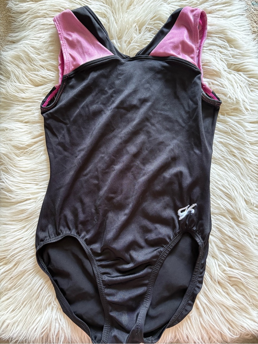 GK Elite Black & Pink Leotard Sequin Lips Gymnastics Dance Adult XS Leo AXS